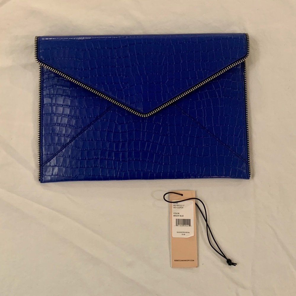Blue Croc Rebecca Minkoff Leo Envelope Clutch! - Picture 11 of 11